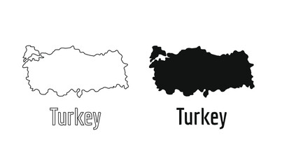 Turkey Map country icon outline style and flat vector Silhouette