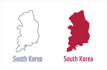 South Korea Map country icon outline style and flat vector Silhouette