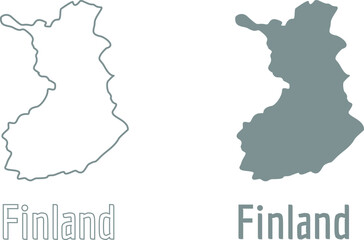 Finland Map country icon outline style and flat vector Silhouette