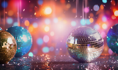 Fototapeta na wymiar Party disco ball with bright sparkling lights