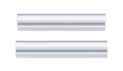 Ceiling cornice. White molding. Can be used to decorate any interior as an artistic element on house walls, ceilings, smooth surfaces. Realistic vector illustration isolated on white background. © Larysa