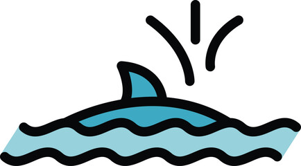 Dolphin sea icon outline vector. Tourism eco. Backpack walk color flat