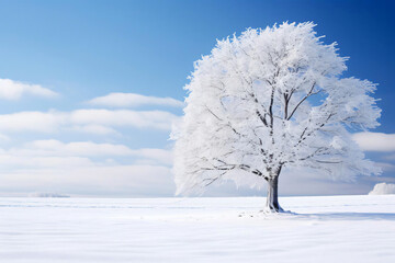 Fototapeta na wymiar landscape photography with a solitary tree in the snow
