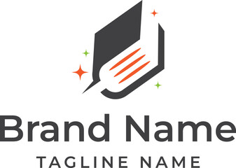 food recipe book Logo. a combination logo between a recipe book and spatula for cooking. logo design template for food logo.