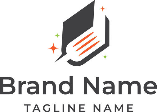 food recipe book Logo. a combination logo between a recipe book and spatula for cooking. logo design template for food logo.