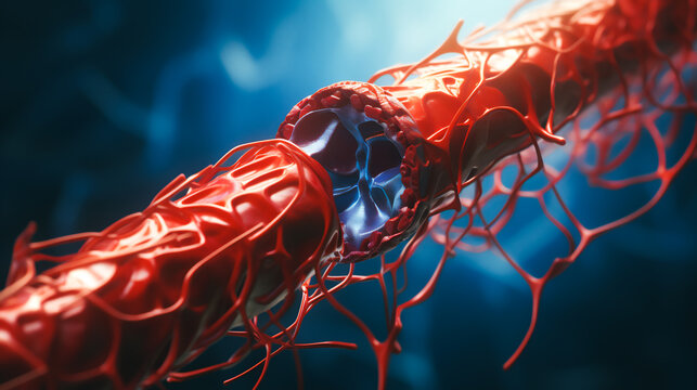 The image displays a close-up view of a stent retriever in action, positioned within a blood vessel to retrieve a clot