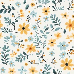 Fotobehang seamless floral pattern © Hasanul