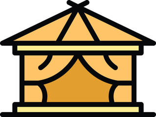 Camping tent icon outline vector. Eco tourism. People travel color flat