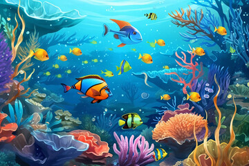 Obraz na płótnie Canvas coral reef with fishes