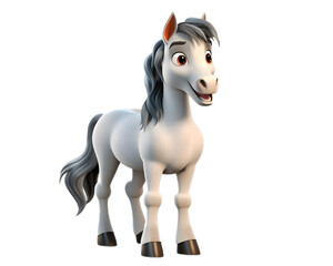 Adorable 3D Horse in Farm: Cute Livestock Transparent Background Generative Ai