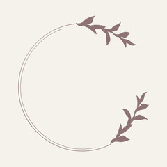 Leaf and Branch Frame hand drawn style. 
Leaf brown and white frame of twigs leaves. 
Frames for the Valentine’s Day, wedding decor, logo and identity template. 