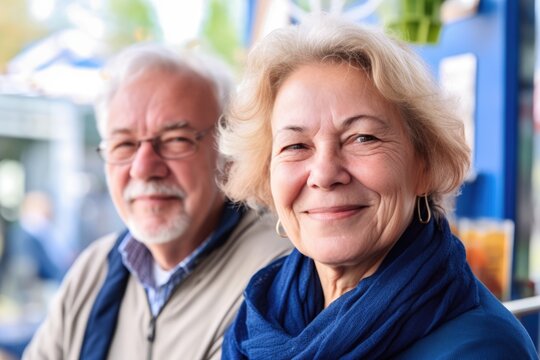Real people: Smiling senior couple looking at the camera