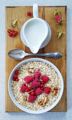 muesli with berries and milk