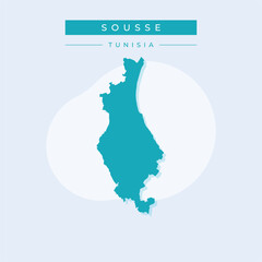 Obraz premium Vector illustration vector of Sousse map Tunisia
