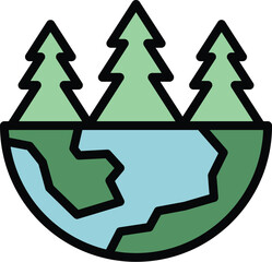 Eco global forest icon outline vector. Walk ecotourism. Nature people color flat