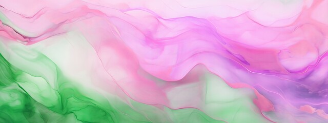 Fototapeta na wymiar Abstract watercolor paint background illustration web design - Soft pink green pastel color waves, with liquid fluid marbled paper texture banner texture (Generative Ai)