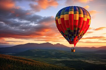 Fototapeta premium Hot Air Balloon Ascending at Breaking Dawn