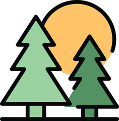 Fir tree forest icon outline vector. Eco tourism. Travel walk color flat