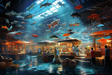 futuristic city at night ai generative art