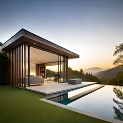 Fototapeta premium home garden with swimming pool