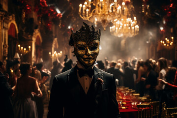 man with mask in party ai generative art