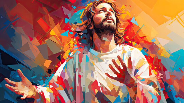 Portrait of Jesus. Christian illustration.
