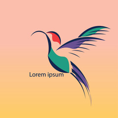 vector logo illustration flat pretty bird
