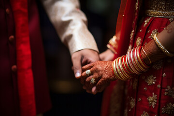 bride and groom holding hands ai generative art