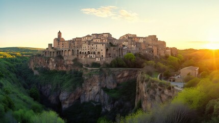 Fototapeta premium Panorama of Pitigliano town in Tuscany, Italy, Generative AI