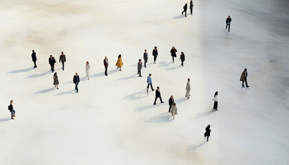 Abstract Concept of crowds of people and communication top view,white room