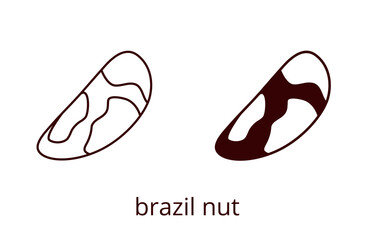 Brazil nut icon, line editable stroke and silhouette