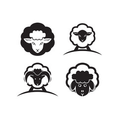 Cute sheep logo vector icon illustration design
