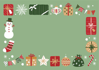 クリスマスのフレームイラスト　アイコン