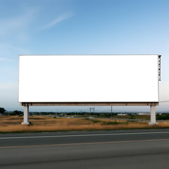  Mockup empty a blank white street billboard in the middle of the highway