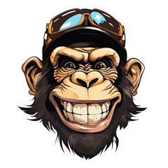 Smiling monkey head mascot logo vector