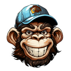 Smiling monkey head mascot logo vector