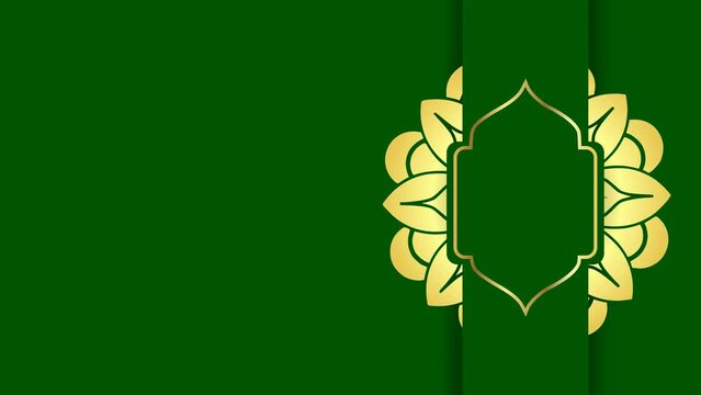 Animated Gold Mandala Rotation with Islamic Ornament and Green Background