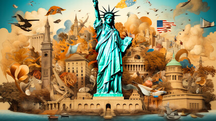 USA Art: Creative Abstract Illustration of America