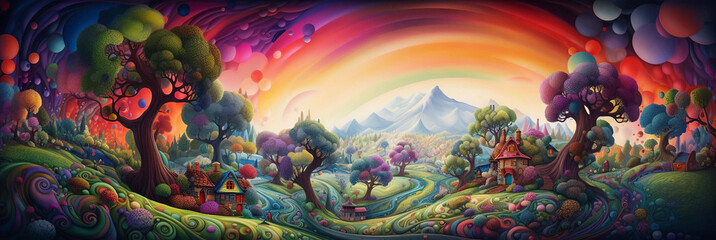 A Colorful Fairy Tale Landscape - obrazy, fototapety, plakaty