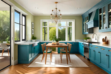 Fototapeta premium modern kitchen interior blue tone