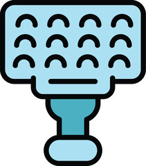 Pet hair brush icon outline vector. Dog spa. Grooming shower color flat