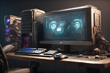 Fototapeta premium gaming computer. Generative AI