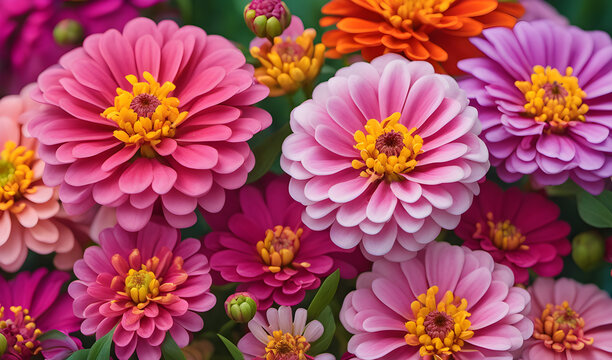 many colorful zinnia flowers blooming in garden lush arrangement of flowers floriculture miki as 