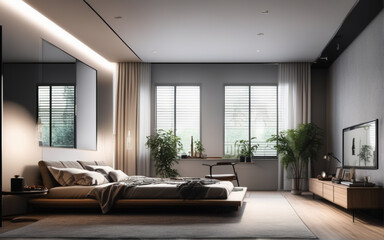 Fototapeta premium luxury hotel room with furniture for brocure or banner background