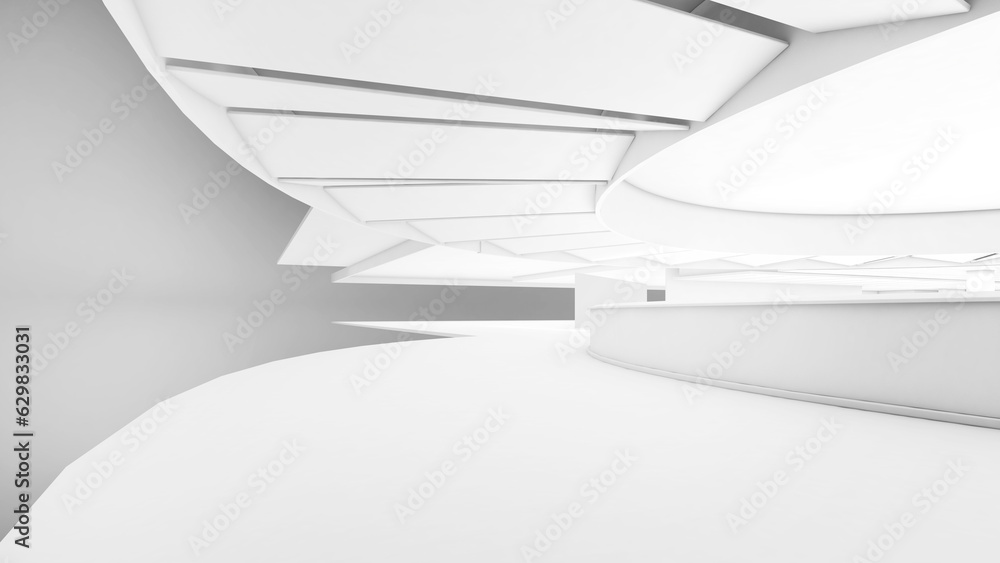 Poster abstract background white arch structure,curved structure,3d rendering