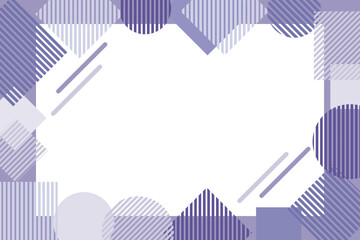 Purple stripe frame background with various shapes and copy space. Vector illustration.
