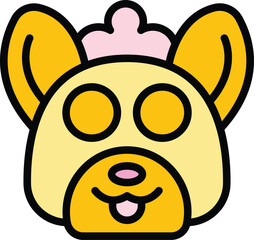 Dog clean icon outline vector. Spa bath. Pet shower color flat