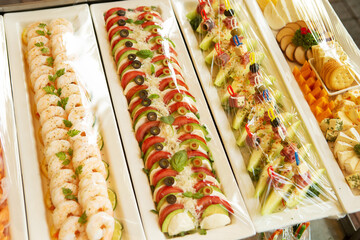 salads and sandwiches, Buffet food wrapped in clean wrap