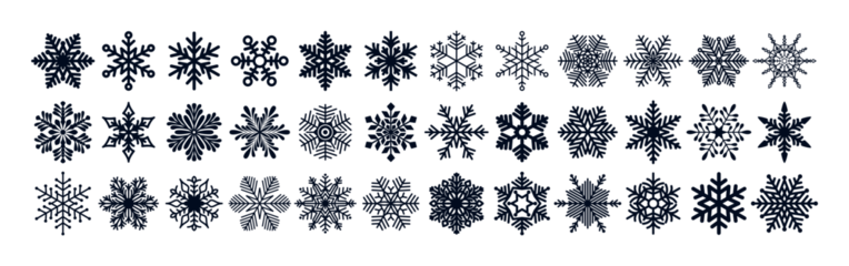 Snowflakes. Big set of icons in flat style. Decoration for Christmas and New Year background