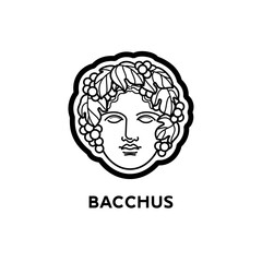 Bacchus, god of Roman mythology vector emblem icon illustration